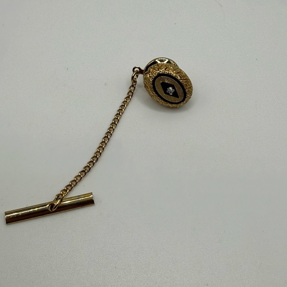 Vintage Anson Gold-Tone Tie Tack with Chain
